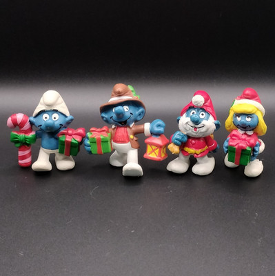 Christmas Smurf Gifts Smurfette Smurfs Vintage Figure Schleich Toy Lot Y 60