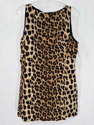 Pre-Owned Zara Brown Size Large Leopard Short Sleeveless Dress