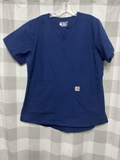 Carhartt Force Modern Fit V-Neck Scrub Top Large Medical Nurse Navy Blue
