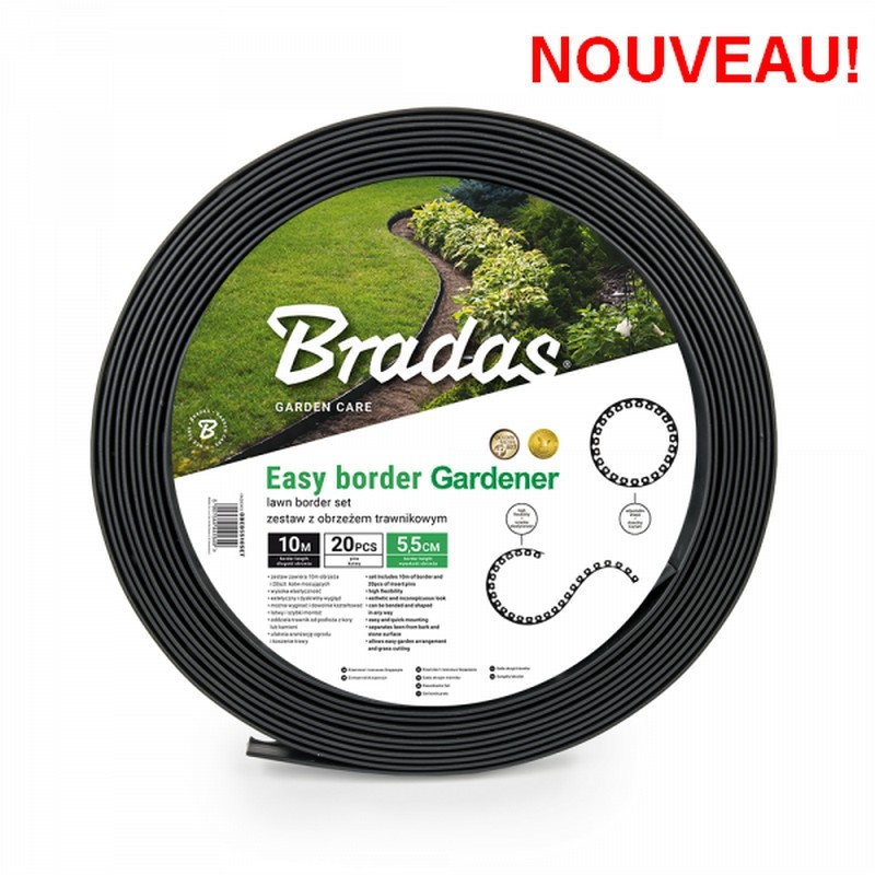 Bordure de jardin graphite EASY BORDER 10m hauteur 55mm delimitation pelouse allee