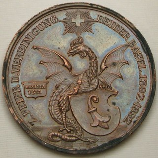 SWITZERLAND 500th Anniversary of Unification of Basel 1892 Bronze Medal 184