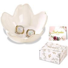 Ceramic Jewelry Dish Ring Holder Vanity Organizer Tray for Women Decorative