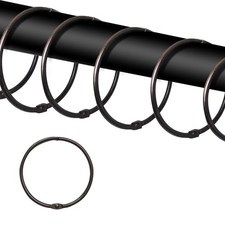 24 Pack Black Shower Curtain Rings 2 Inch Zinc Alloy Rust Proof Circular