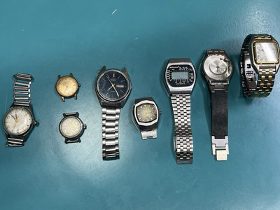 Vintage Watch Lot x8   Orient, Citizen, Swatch, Piratron   For Parts / Repair