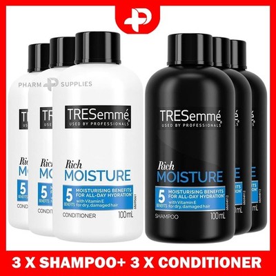 Tresemme Rich Moisture 3 x Shampoo 100ml + 3 x Conditioner 100ml Reisegröße