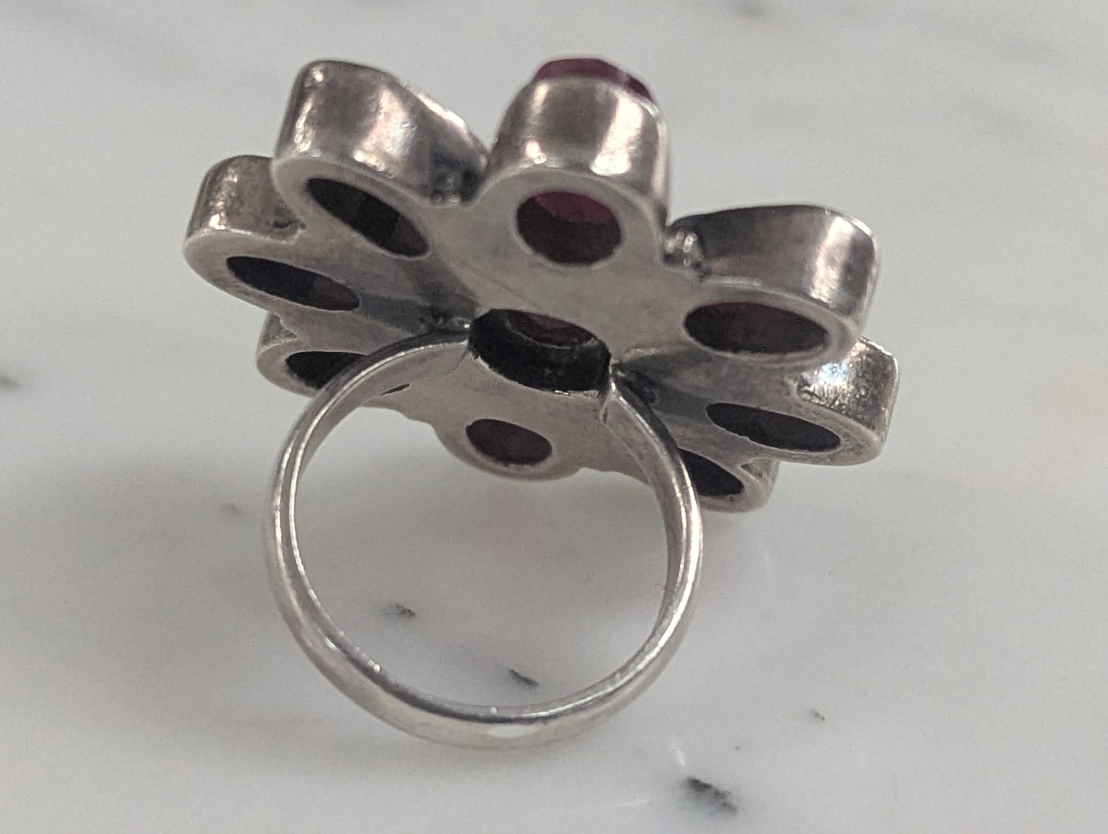 925 Sterling Silver Ruby Quartz Ring Size 10 - image 4