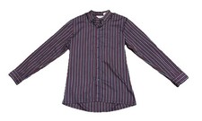 Vintage 70s Del Mar Mens Button Up Shirt Large Blue Surf Striped Cotton Blend