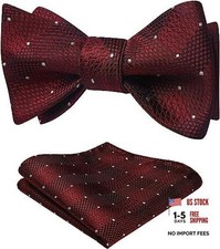 Bow Ties for Men Check Plaid Self Tie Bow Tie and Pocket One Size B-01 Dark Red