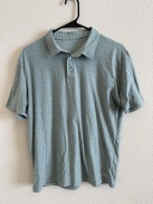 Vuori Strato Tech Polo Mens Medium Green Blue Performance Stretch Button Shirt