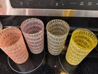 Vintage 4 - 1950s Rubber Spaghetti String Glass Bar Cups Small Juice Size — photo 3