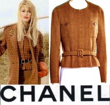 Chanel Vintage 1996 Brown Tweed Jacket 38 40 42 6 8 10 Coat Top Black Belt M L