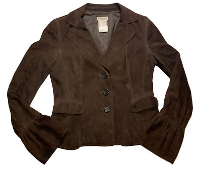 ESCADA EDITION Suede Jacket Sz EUR 36 Brown Button Up Made Germany