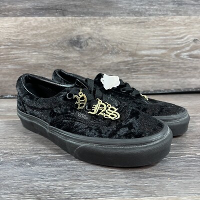 VANS Era ID Black Velvet Gold Charms Mens Womens Low Top Skate Shoes 