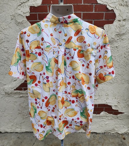 2X New women KAREN SCOTT short sleeve button COTTON shirt fruits lemon - Picture 8 of 17