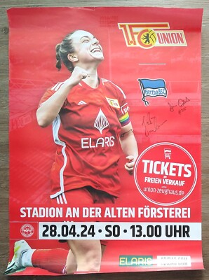 Stadionplakat Frauen RL Nordost 2023/24 Union Berlin - Hertha BSC # 2 x signiert
