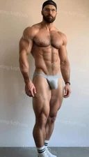 Male Model Photo Print Muscular Handsome Jock Shirtless Hunk Abs -U1367