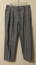 Britches Great Outdoors Mens 34x29 Gray Plaid Dress Pants Pleated Cuffed Cotton