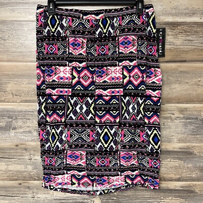 Eye Candy Junior Plus Pull On Multicolor Rayon Pencil Skirt Size 3X NWT