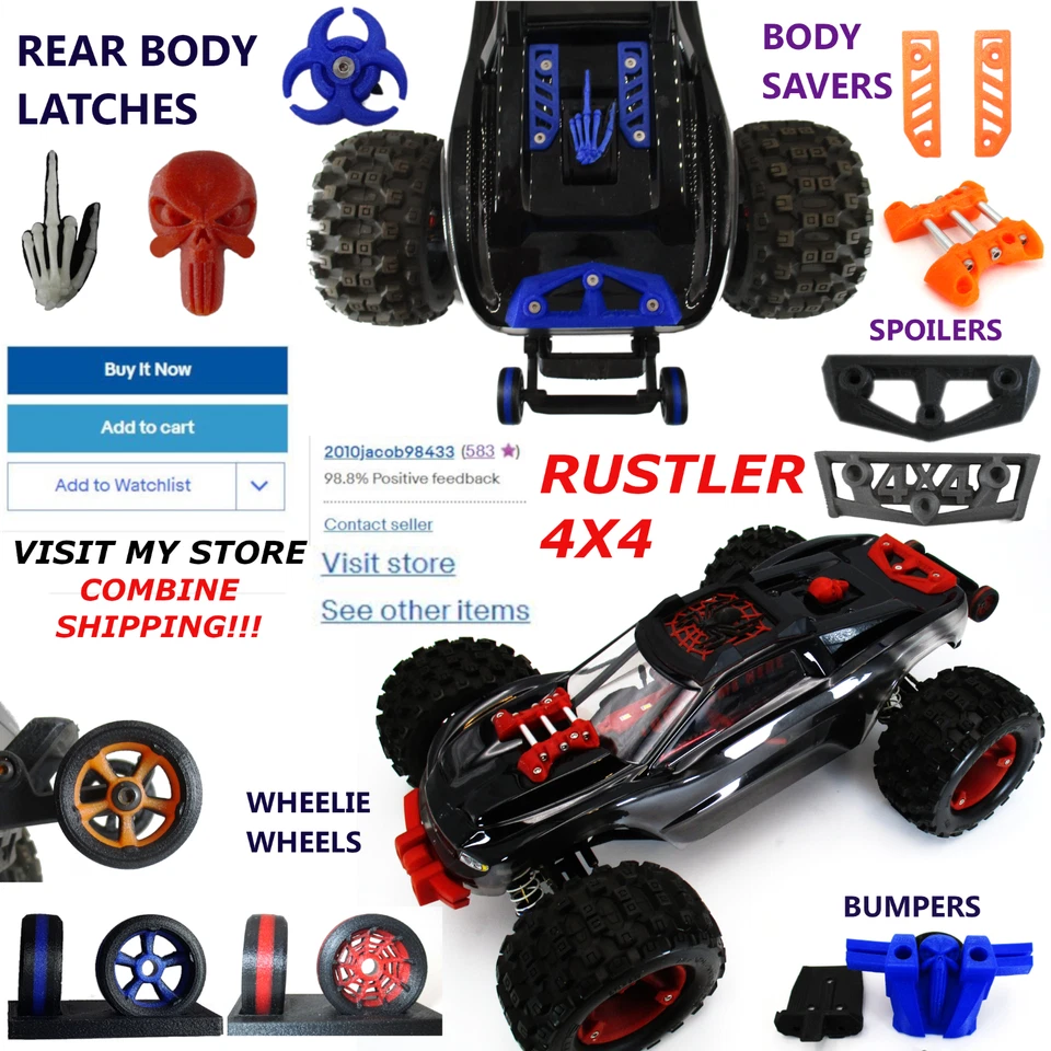 Kit de actualización de ahorro de carrocería trasera personalizado para Traxxas Rustler 4X4 Foto 4 de 4