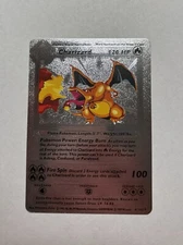 CHARIZARD 4/102 Base Set Vintage Silver Foil RARE Fan Art Display Card NM