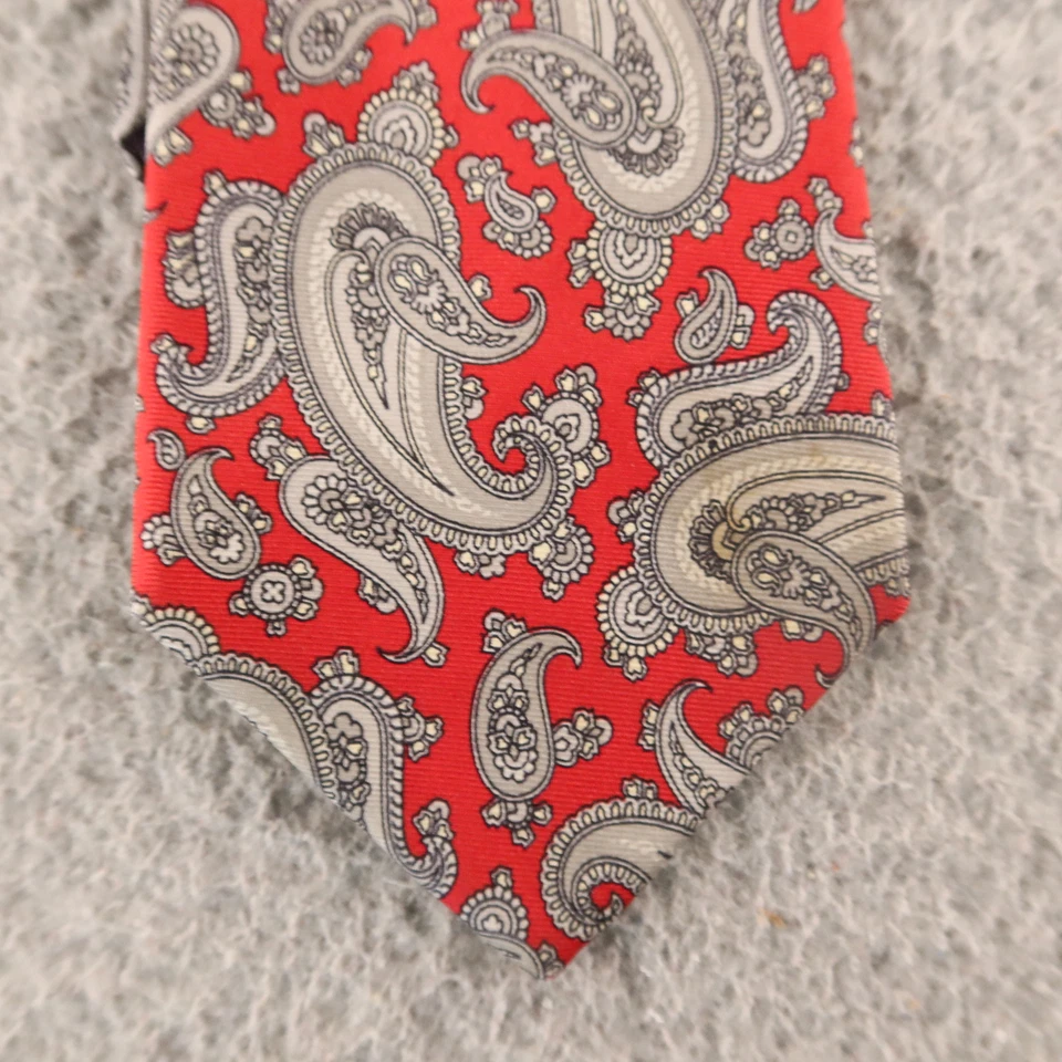 Corbata Stafford roja cachemira 100 % seda 3" Foto 2 de 4