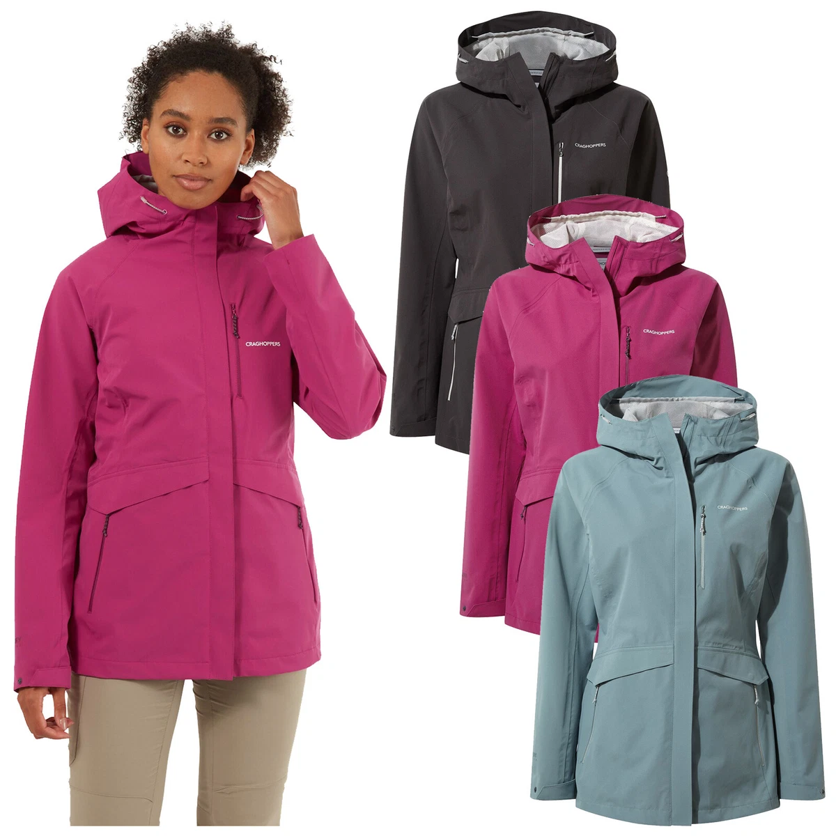 2024 Craghoppers Ladies Caldbeck Waterproof Jacket Full Zip Lightweight  Hooded