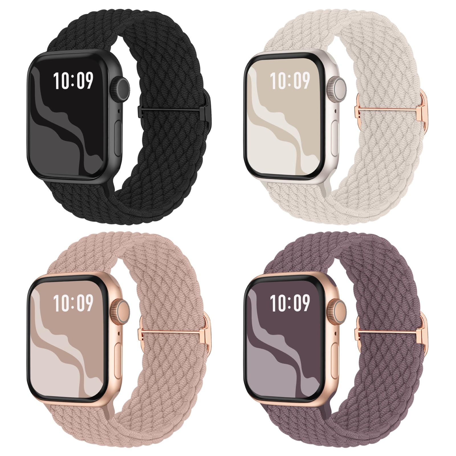 Braided Stretchy Solo Loop Compatible for Apple Watch Band 38mm 40mm 41mm 42mm 4