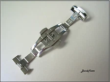 Silver Stainless Steel Butterfly Deployment Clasp Buckle With Push Button, Pins