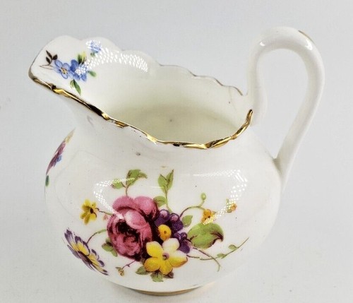 VINTAGE NEW CHELSEA STAFFS PETITE 2.25" CREAMER FLORAL PINK ROSE ENGLAND