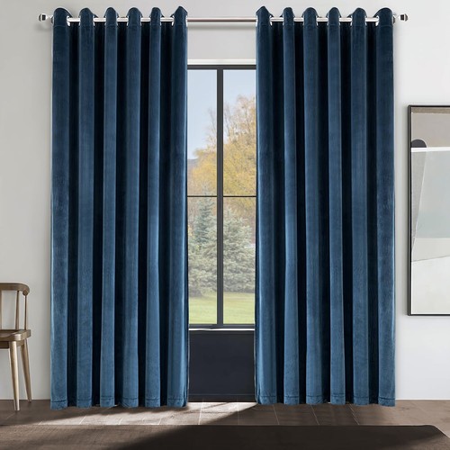 Luxury Heavy Velvet Curtains PAIR of Eyelet Ring Top Fully Lined Ready Made - Picture 51 of 57