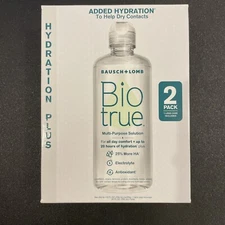Biotrue Hydration plus Multi-purpose Contact Lens Solution,2 x 10oz Exp 03/26+
