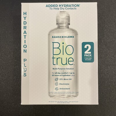 Biotrue Hydration plus Multi-purpose Contact Lens Solution,2 x 10oz Exp 06/26+
