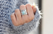Larimar Spinner Ring Sterling Silver Ring for Women's Beautiful Handmade Ring