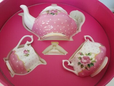 Royal Albert Cheeky Pink 3-Piece Set (Teapot, Sugar & Creamer 