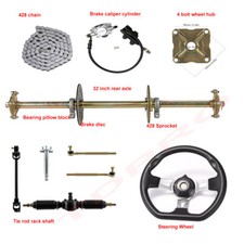 32" Go Kart Rear Live Axle Kit Front Steering Wheel Tie Rod Rack ATV Buggy Golf