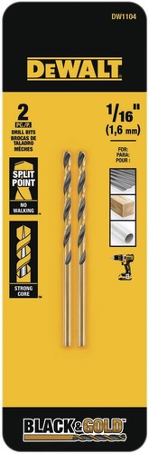 DeWalt Black & Gold 1/16 in. X 1.88 in. L High Speed Steel Drill Bit - Bild 1 von 5
