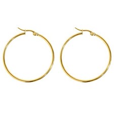 Plain Large Hoop Earrings for Women Gold Stainless Steel Ginger Lyne Collection