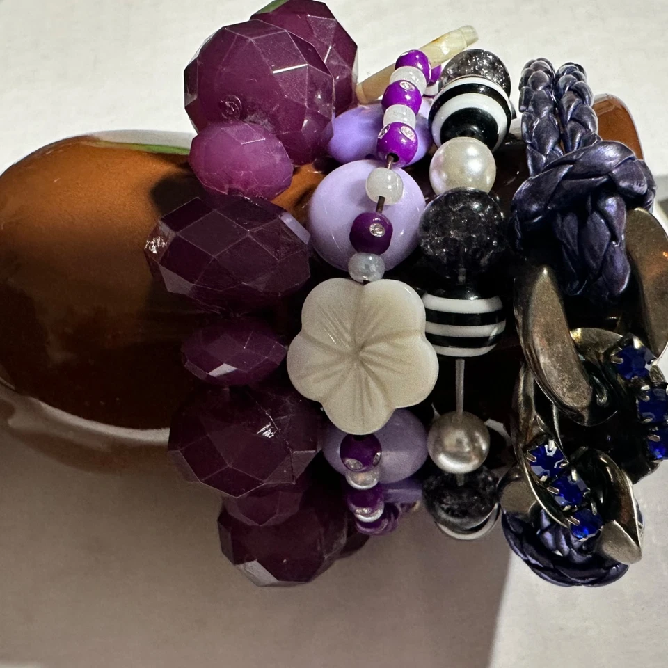 Lote de pulseras púrpura plateado gris con cuentas materiales mixtos Whimsigoth Fairycore Foto 2 de 4