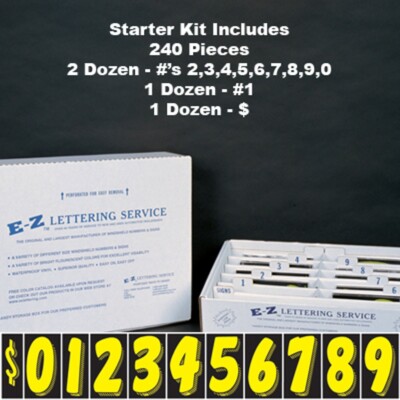 7 1/2'' Yellow & Black Windshield Numbers Kit (20 doz)