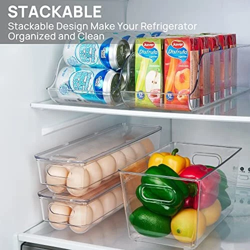 Vtopmart 4 Pack Food Storage Organizer Bins, Clear Plastic Storage Bin