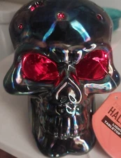 Happy Halloween Skeleton Skull Light-Up Changes Color Tabletop Decor Tags