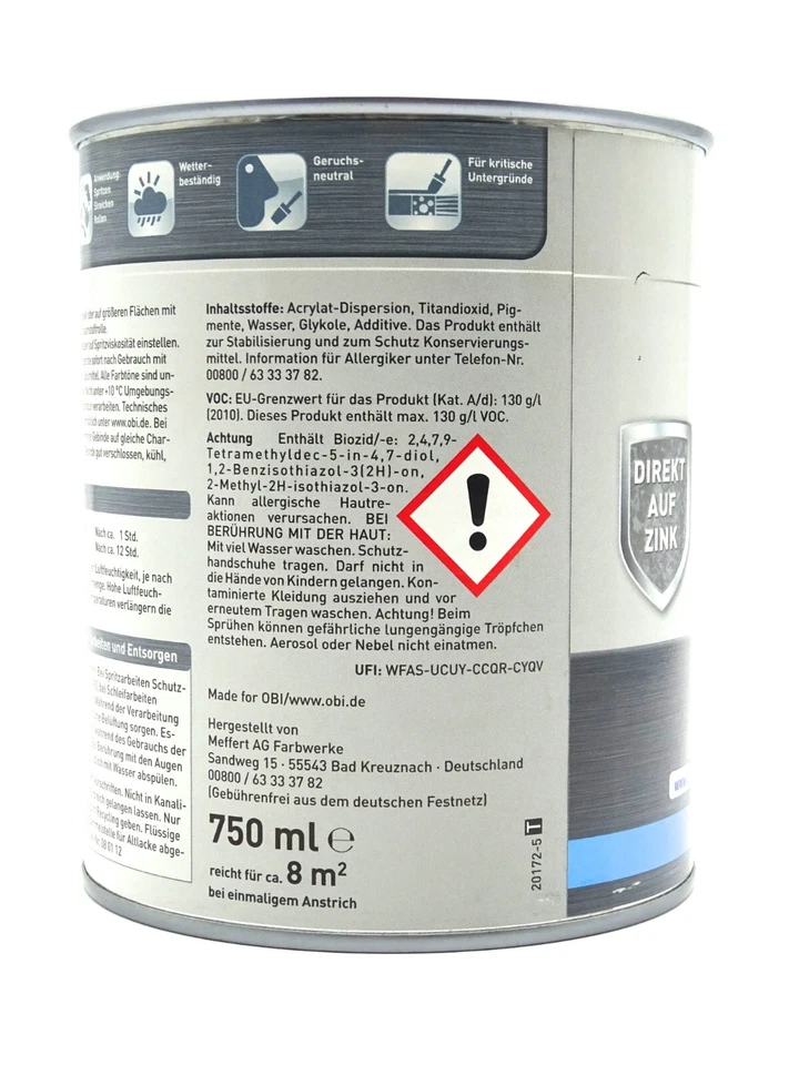 Garagentorlack Metallschutzlack für verzinkte Metalle Seidenmatt - 0,75 L Grau - Bild 4 von 4