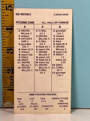   Strat-O-Matic Hall of Famers KID NICHOLS 1898 Double Sided Game Card  