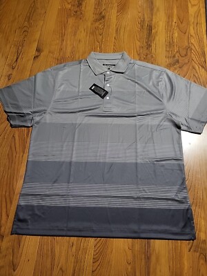 Golf Polo Shirt SS GRAY STRIPED STRETCH XL NWT EURO TECH HERITAGE CROSS