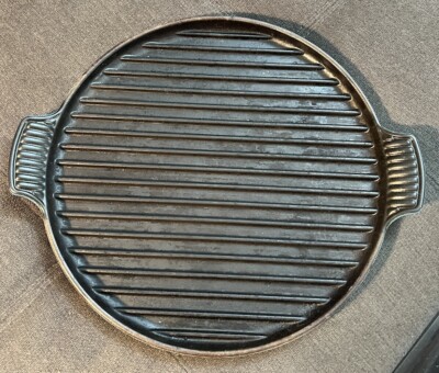 LE CRUESET #32 ROUND BLUE CAST IRON ENAMEL BISTRO GRILL GRIDDLE