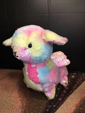 VGUC-12” Justice Plush Rainbow Llama Pegasus Flip Sequin Stuffed Animal Wings