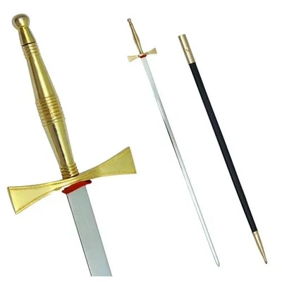 Masonic Universal Ceremonial Sword Gold Hilt Black Scabbard Storage Case - Image 1 of 4