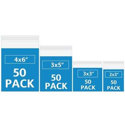 200 Pack Small Plastic Bags For Jewelry, Mini Baggies 4 Assorted Sizes. 2x3 3...
