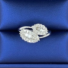 Baguette Cut Simulated Diamond Stunning Bypass Band Ring 14K White Gold Plated