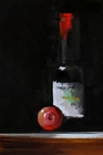 apple  and bottle still life Oil painting UKRAINE 8x12 DEMENKO NATALIA